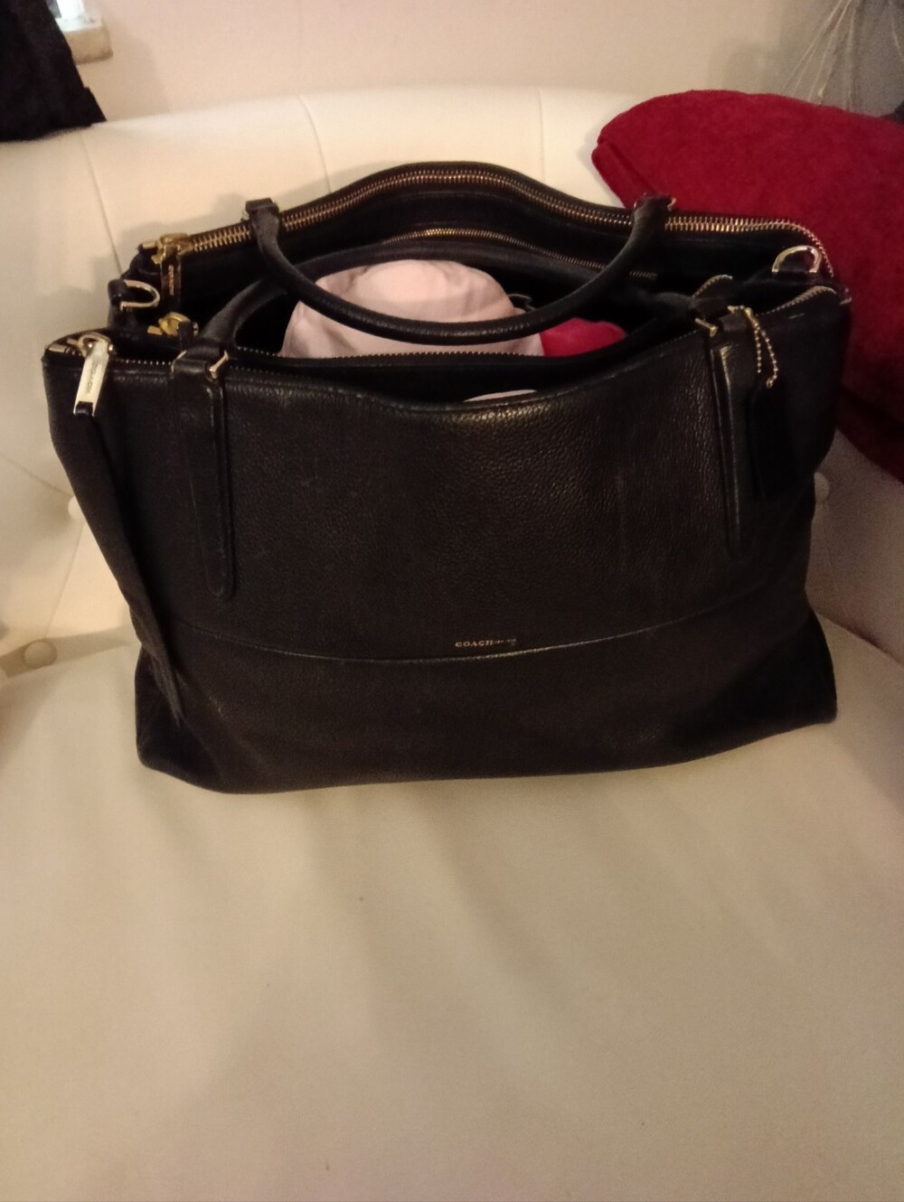 Coach Borough Black LARGE Leather Tote/Satchel CREED- M1369-28129 Hangtag Incl.